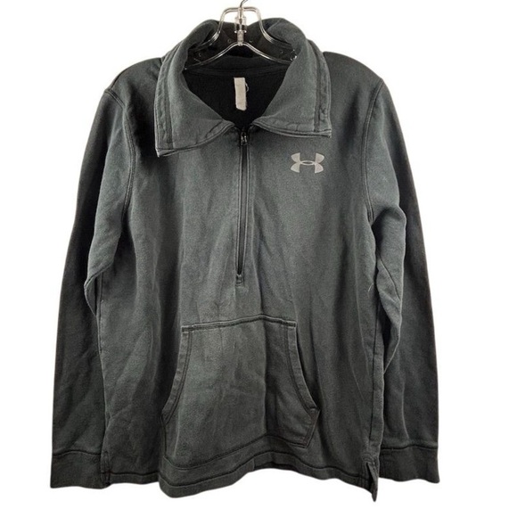 Under Armour Unisex 1/4 Zip Mock Neck Pullover Sweatshirt Black - Picture 5 of 11